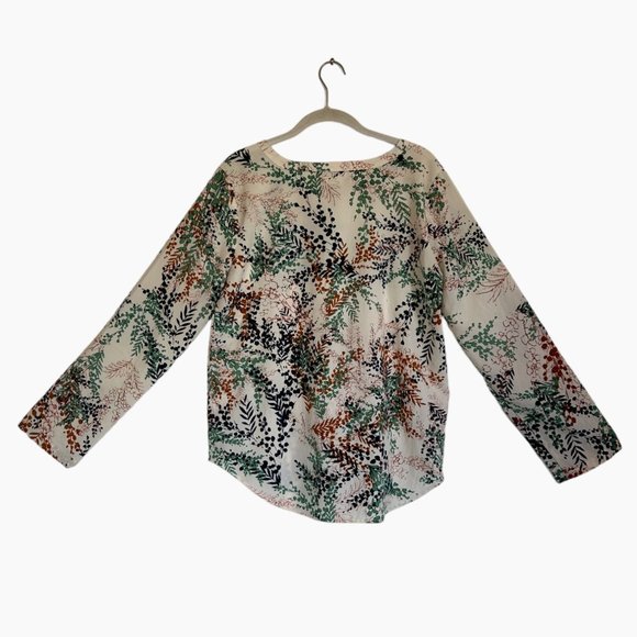 Van Heusen Women's Long Sleeve Multicolor Print Top in Cream - Size M - Picture 2 of 5